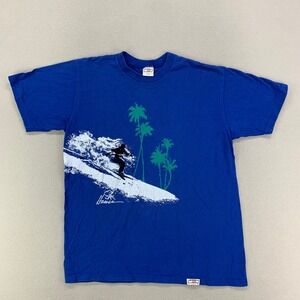 VTG 90s Crazy Shirts Surf T-Shirt sz Large Wrap-Around Graphic Tee Single Stitch